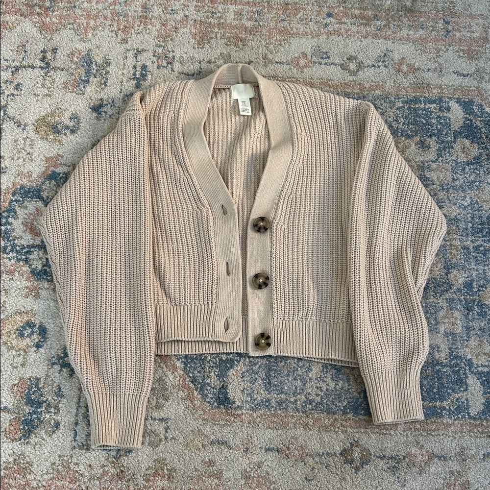 H&M Beige Button-Up Cardigan
